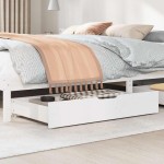 vidaXL Sertare de pat, 2 buc., 95x55x17 cm, alb, lemn masiv de pin vidaXL Sertare de pat, 2 buc., 95x55x17 cm, alb, lemn masiv de pin