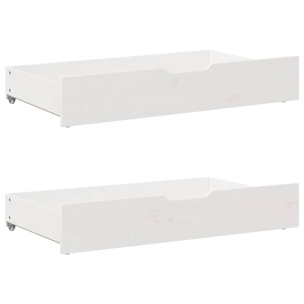 vidaXL Sertare de pat, 2 buc., 95x55x17 cm, alb, lemn masiv de pin
