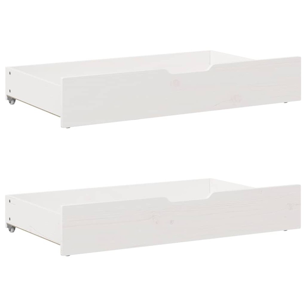 vidaXL Sertare de pat, 2 buc., 90x55x17 cm, alb, lemn masiv de pin