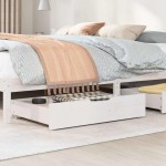 vidaXL Sertare de pat, 2 buc., 85x55x17 cm, alb, lemn masiv de pin vidaXL Sertare de pat, 2 buc., 85x55x17 cm, alb, lemn masiv de pin