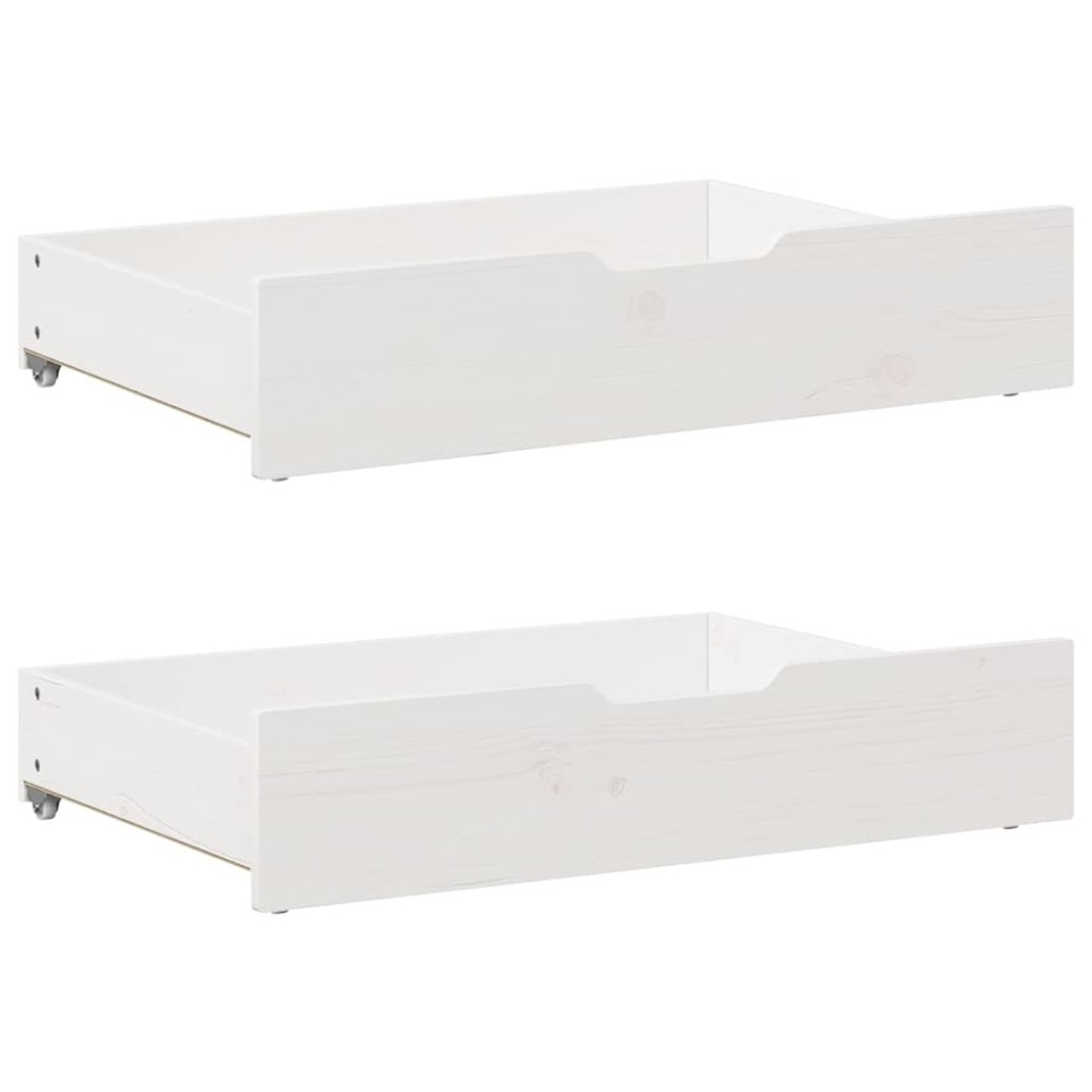 vidaXL Sertare de pat, 2 buc., 85x55x17 cm, alb, lemn masiv de pin