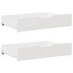 vidaXL Sertare de pat, 2 buc., 85x55x17 cm, alb, lemn masiv de pin vidaXL Sertare de pat, 2 buc., 85x55x17 cm, alb, lemn masiv de pin