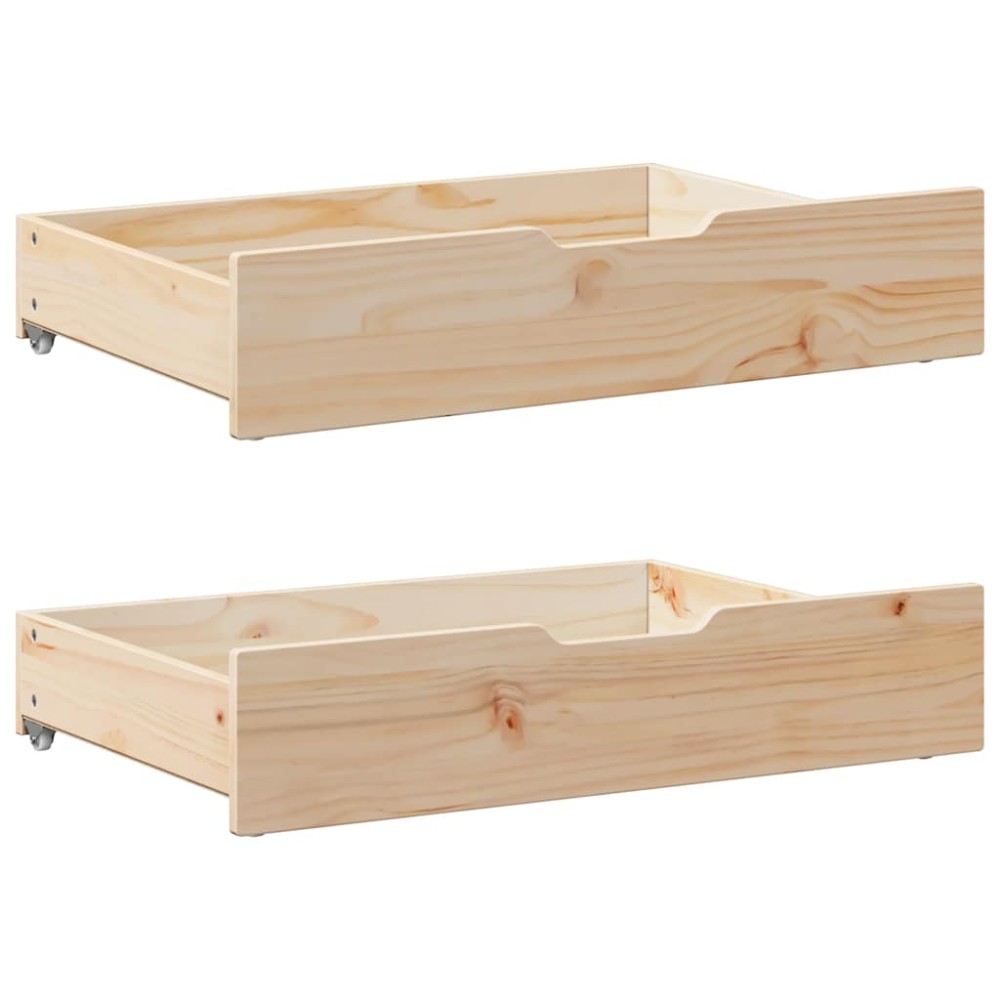 vidaXL Sertare de pat cu roți, 2 buc., 80x55x17 cm, lemn masiv de pin