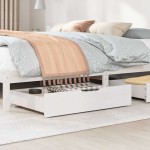 vidaXL Sertare de pat, 2 buc., 80x55x17 cm, alb, lemn masiv de pin vidaXL Sertare de pat, 2 buc., 80x55x17 cm, alb, lemn masiv de pin