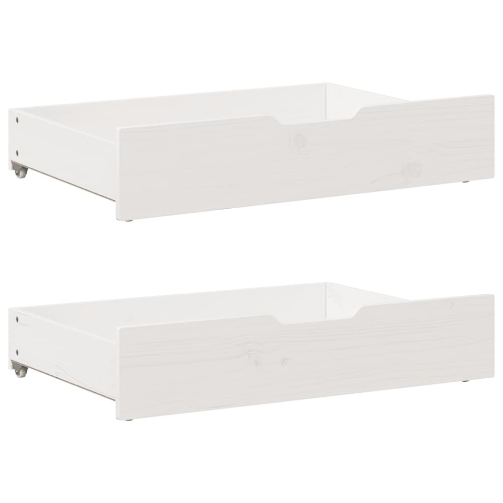 vidaXL Sertare de pat, 2 buc., 80x55x17 cm, alb, lemn masiv de pin