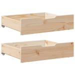 vidaXL Sertare de pat cu roți, 2 buc., 75x55x17 cm, lemn masiv de pin vidaXL Sertare de pat cu roți, 2 buc., 75x55x17 cm, lemn masiv de pin
