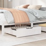 vidaXL Sertare de pat, 2 buc., 75x55x17 cm, alb, lemn masiv de pin vidaXL Sertare de pat, 2 buc., 75x55x17 cm, alb, lemn masiv de pin