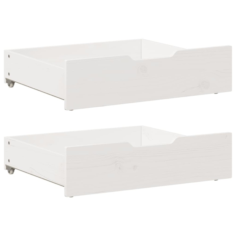 vidaXL Sertare de pat, 2 buc., 75x55x17 cm, alb, lemn masiv de pin