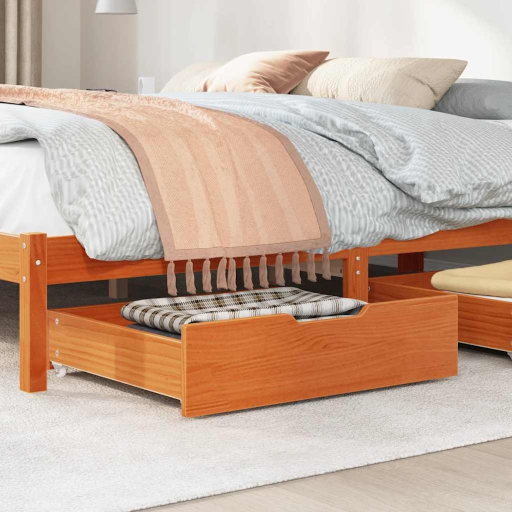 vidaXL Sertare de pat 2 buc. 75x55x17 cm maro ceruit lemn masiv de pin
