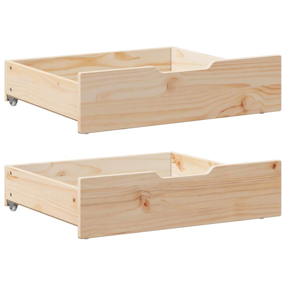 vidaXL Sertare de pat cu roți, 2 buc., 65x55x17 cm, lemn masiv de pin