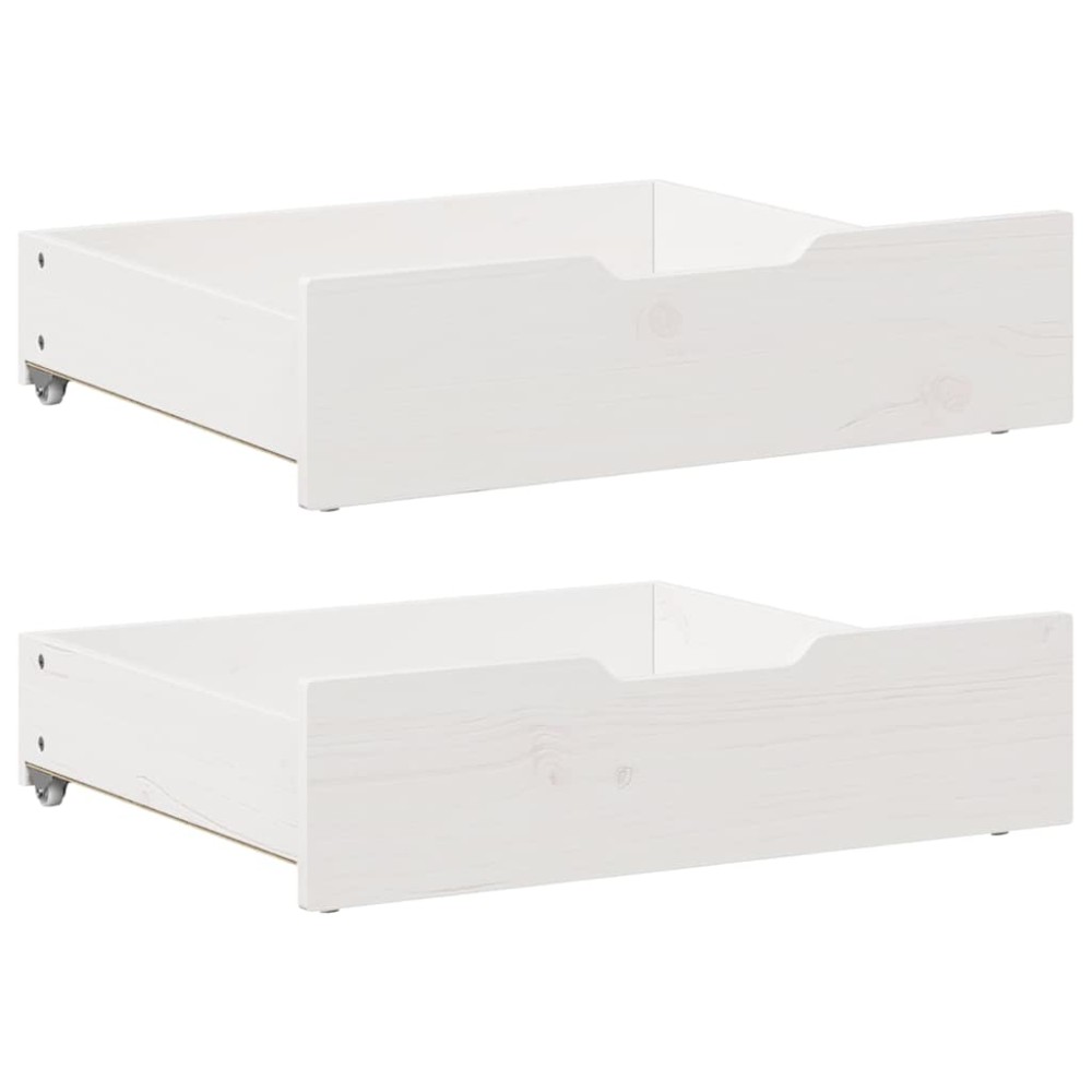 vidaXL Sertare de pat, 2 buc., 65x55x17 cm, alb, lemn masiv de pin