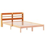 vidaXL Tăblie de pat cu rafturi, maro ceruit, 135 cm, lemn masiv pin