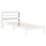 vidaXL Tăblie de pat cu rafturi, alb, 90 cm, lemn masiv de pin