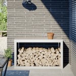 vidaXL Rastel pentru lemne de foc, alb, 100x40x60 cm, oțel vidaXL Rastel pentru lemne de foc, alb, 100x40x60 cm, oțel