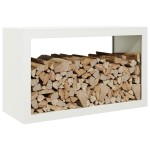 vidaXL Rastel pentru lemne de foc, alb, 100x40x60 cm, oțel vidaXL Rastel pentru lemne de foc, alb, 100x40x60 cm, oțel