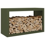 vidaXL Rastel pentru lemne de foc, verde, 100x40x60 cm, oțel vidaXL Rastel pentru lemne de foc, verde, 100x40x60 cm, oțel