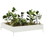 vidaXL Strat înălțat de grădină, alb, 100x100x26 cm, oțel vidaXL Strat înălțat de grădină, alb, 100x100x26 cm, oțel
