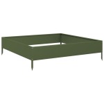 vidaXL Strat înălțat de grădină, verde măsliniu, 100x100x26 cm, oțel