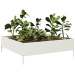 vidaXL Strat înălțat de grădină, alb, 100x100x33,5 cm, oțel vidaXL Strat înălțat de grădină, alb, 100x100x33,5 cm, oțel