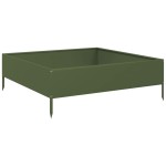 vidaXL Strat înălțat de grădină, verde măsliniu, 100x100x33,5 cm, oțel