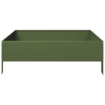 vidaXL Strat înălțat de grădină, verde măsliniu, 100x100x33,5 cm, oțel