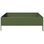 vidaXL Strat înălțat de grădină, verde măsliniu, 100x100x33,5 cm, oțel