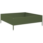 vidaXL Strat înălțat de grădină, verde măsliniu, 100x100x33,5 cm, oțel