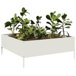 vidaXL Strat înălțat de grădină, alb, 100x100x25 cm, oțel vidaXL Strat înălțat de grădină, alb, 100x100x25 cm, oțel