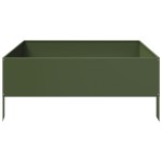 vidaXL Strat înălțat de grădină, verde măsliniu, 100x100x25 cm, oțel vidaXL Strat înălțat de grădină, verde măsliniu, 100x100x25 cm, oțel
