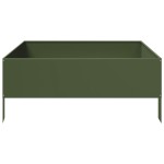 vidaXL Strat înălțat de grădină, verde măsliniu, 100x100x25 cm, oțel vidaXL Strat înălțat de grădină, verde măsliniu, 100x100x25 cm, oțel