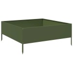 vidaXL Strat înălțat de grădină, verde măsliniu, 100x100x25 cm, oțel vidaXL Strat înălțat de grădină, verde măsliniu, 100x100x25 cm, oțel