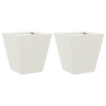 vidaXL Jardiniere de grădină, 2 buc., alb, 30x30x30 cm, oțel vidaXL Jardiniere de grădină, 2 buc., alb, 30x30x30 cm, oțel