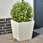 vidaXL Jardiniere de grădină 2 buc., alb, 40x40x40 cm, oțel vidaXL Jardiniere de grădină 2 buc., alb, 40x40x40 cm, oțel