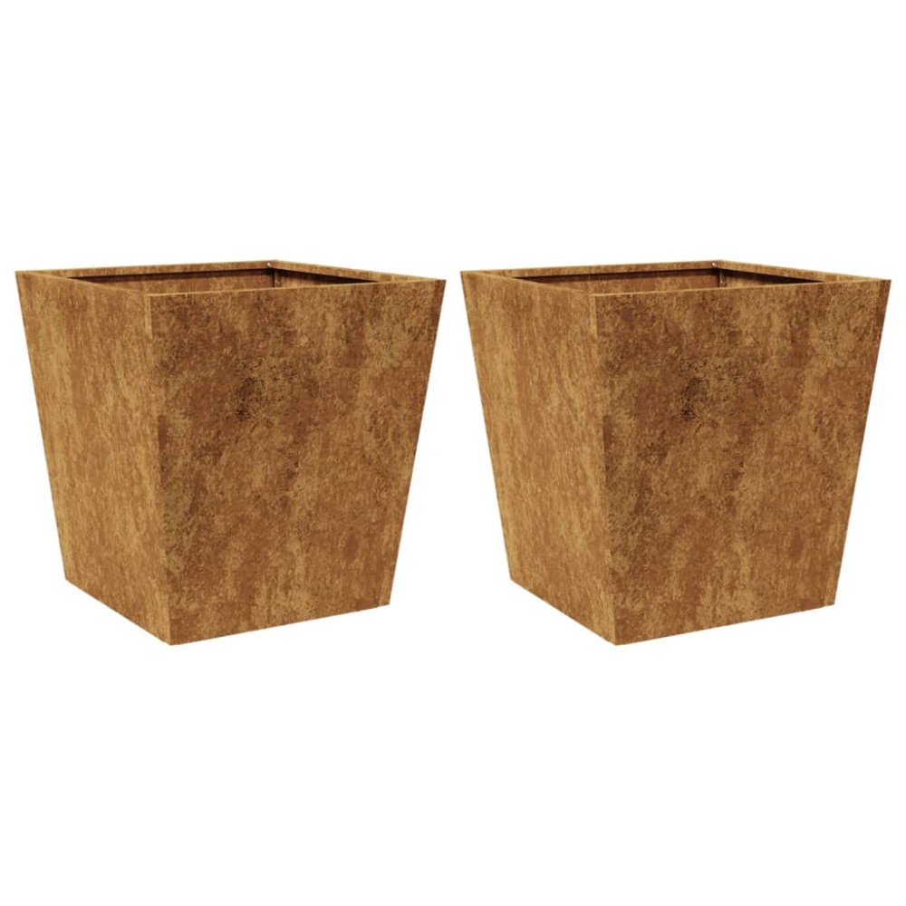 vidaXL Jardiniere de grădină 2 buc 40x40x40 cm Oțel pentru intemperii