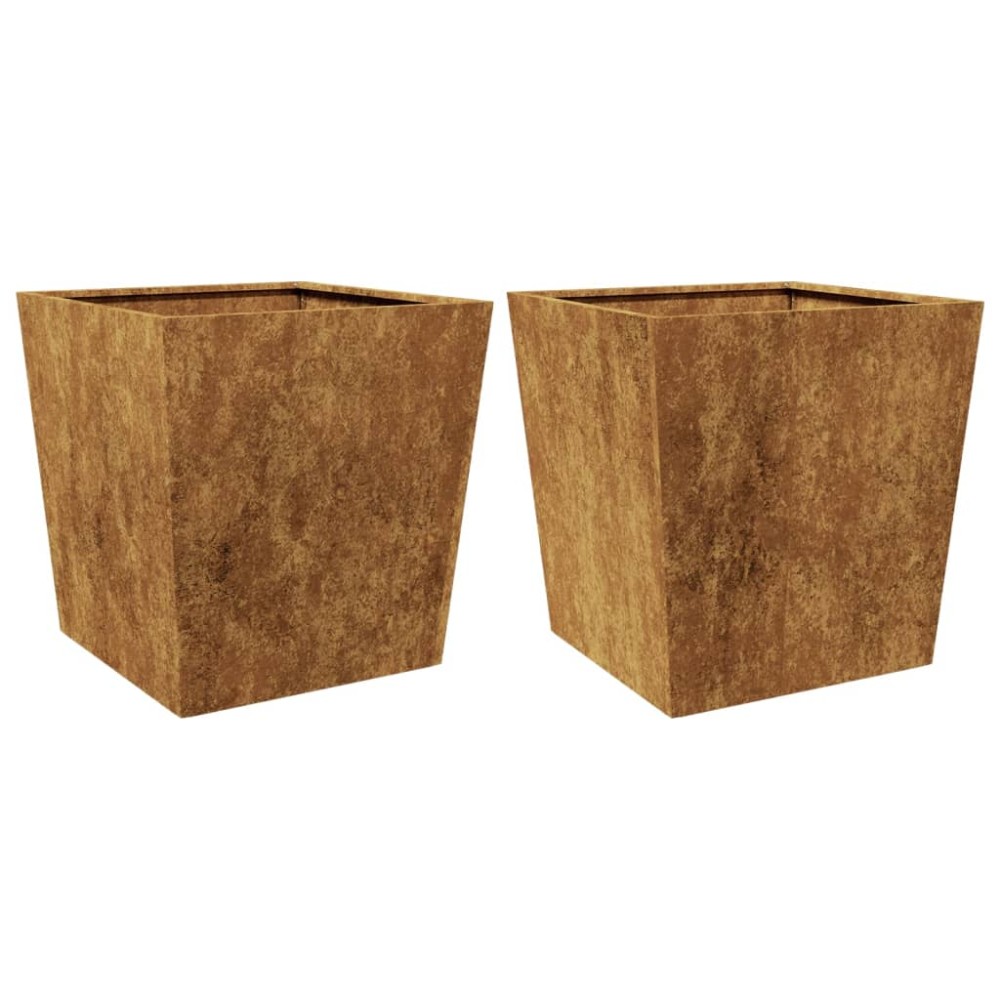 vidaXL Jardiniere de grădină 2 buc 50x50x50 cm Oțel pentru intemperii