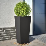 vidaXL Jardiniere de grădină, 2 buc., negru, 35x35x75 cm, oțel vidaXL Jardiniere de grădină, 2 buc., negru, 35x35x75 cm, oțel