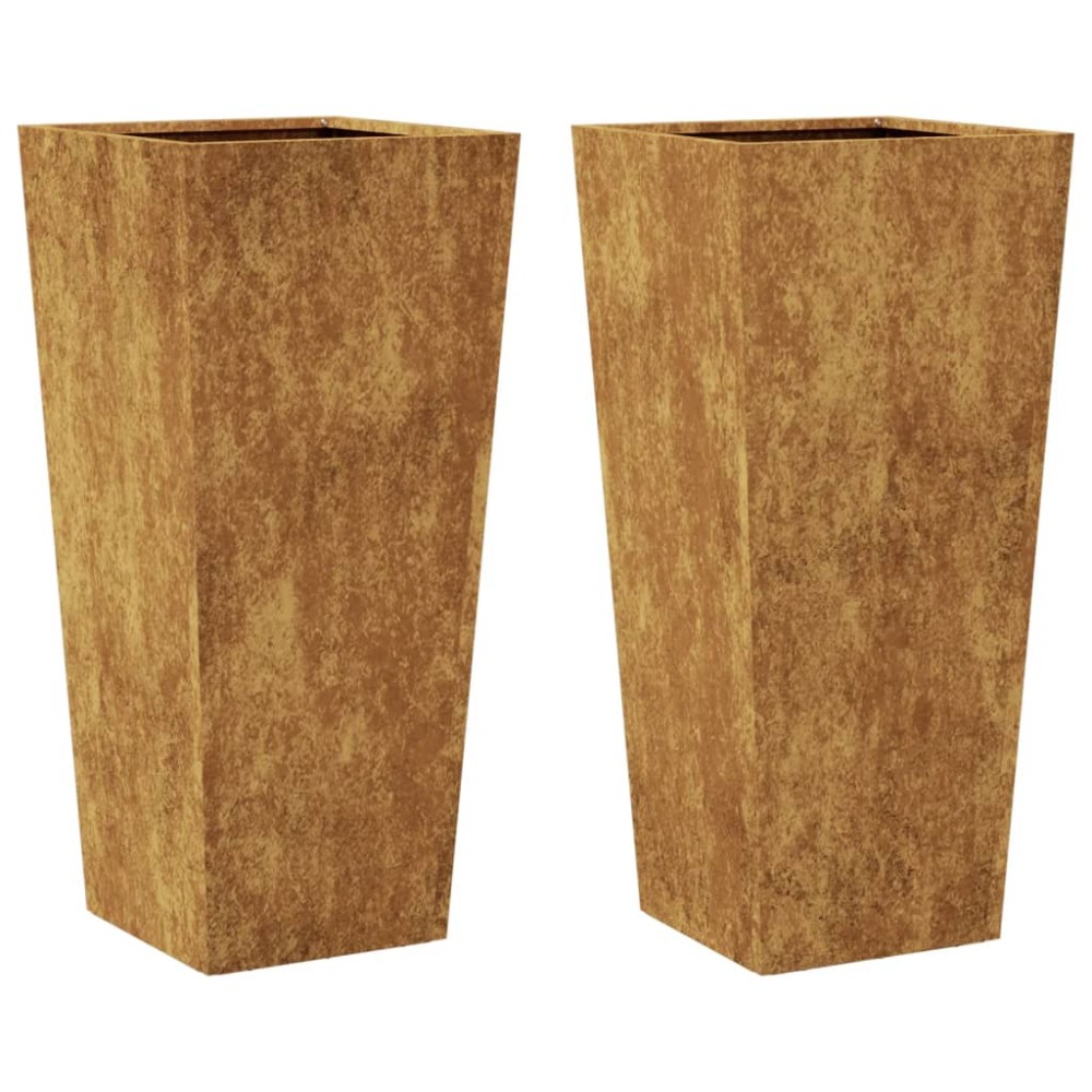 vidaXL Jardiniere de grădină 2 buc 35x35x75 cm Oțel pentru intemperii