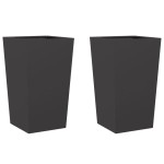 vidaXL Jardiniere de grădină, 2 buc., negru, 45x45x75 cm, oțel