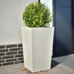 vidaXL Jardiniere de grădină, 2 buc., alb, 45x45x75 cm, oțel vidaXL Jardiniere de grădină, 2 buc., alb, 45x45x75 cm, oțel