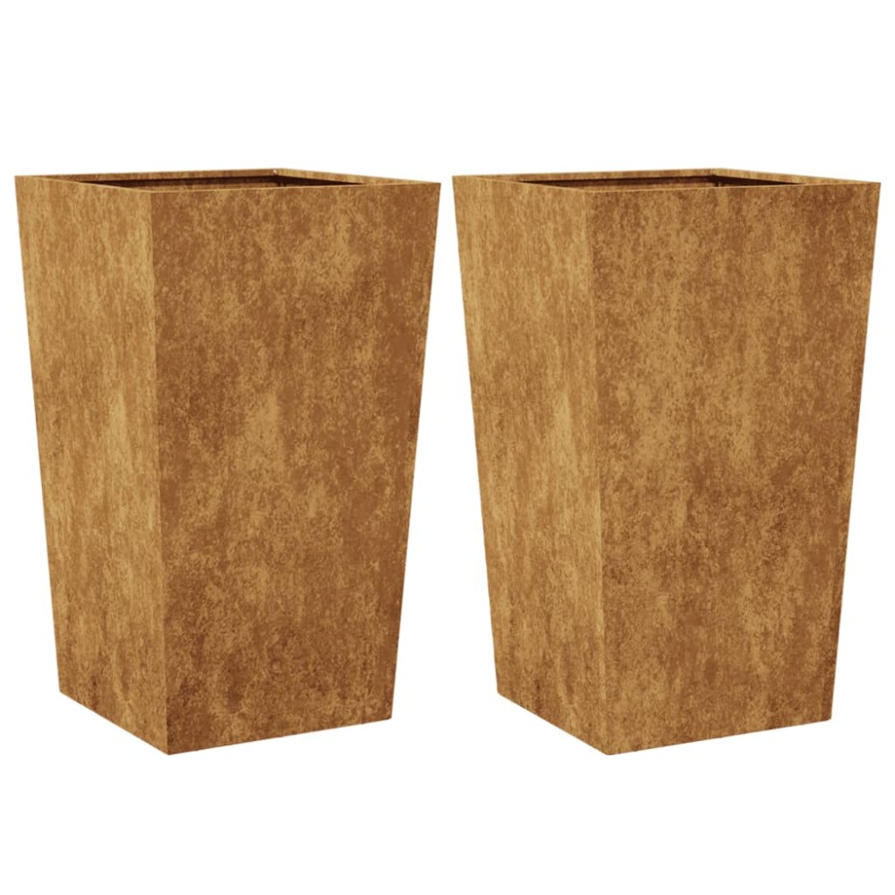 vidaXL Jardiniere de grădină 2 buc 45x45x75 cm Oțel pentru intemperii