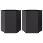 vidaXL Jardiniere de grădină, 2 buc. negru 46x40x45 cm oțel hexagonală vidaXL Jardiniere de grădină, 2 buc. negru 46x40x45 cm oțel hexagonală