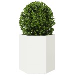 vidaXL Jardinieră de grădină alb 46x40x45 cm oțel hexagonal