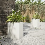 vidaXL Jardiniere de grădină, 2 buc. alb 46x40x45 cm oțel hexagonală