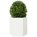 vidaXL Jardiniere de grădină, 2 buc. alb 46x40x45 cm oțel hexagonală