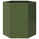 vidaXL Jardinieră grădină verde măsliniu 46x40x45 cm oțel hexagonal vidaXL Jardinieră grădină verde măsliniu 46x40x45 cm oțel hexagonal