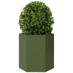 vidaXL Jardinieră grădină verde măsliniu 46x40x45 cm oțel hexagonal vidaXL Jardinieră grădină verde măsliniu 46x40x45 cm oțel hexagonal