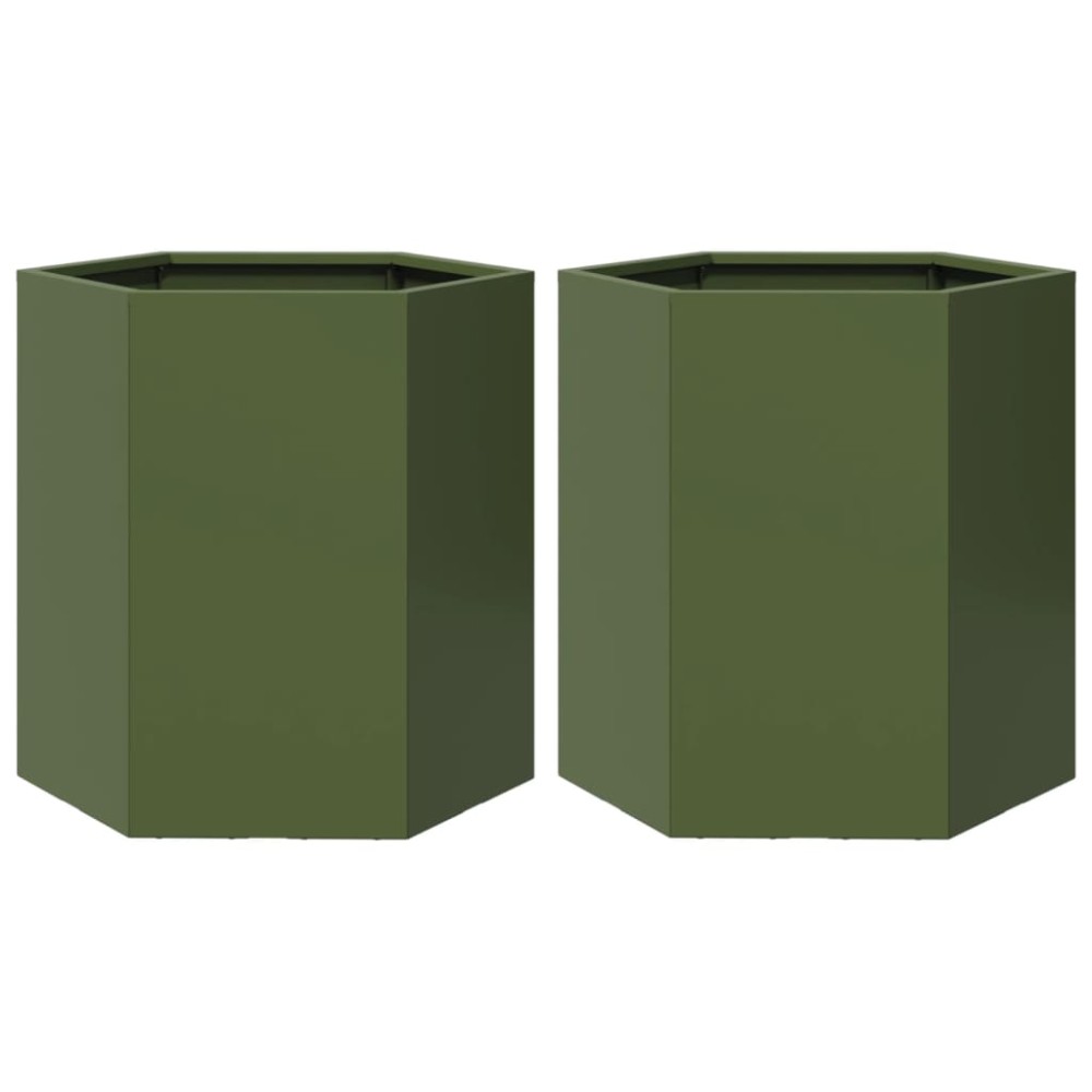 vidaXL Jardiniere grădină 2 buc. verde 46x40x45 cm oțel hexagonală