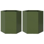 vidaXL Jardiniere grădină 2 buc. verde 46x40x45 cm oțel hexagonală