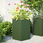 vidaXL Jardiniere grădină 2 buc. verde 46x40x45 cm oțel hexagonală