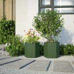 vidaXL Jardiniere grădină 2 buc. verde 46x40x45 cm oțel hexagonală